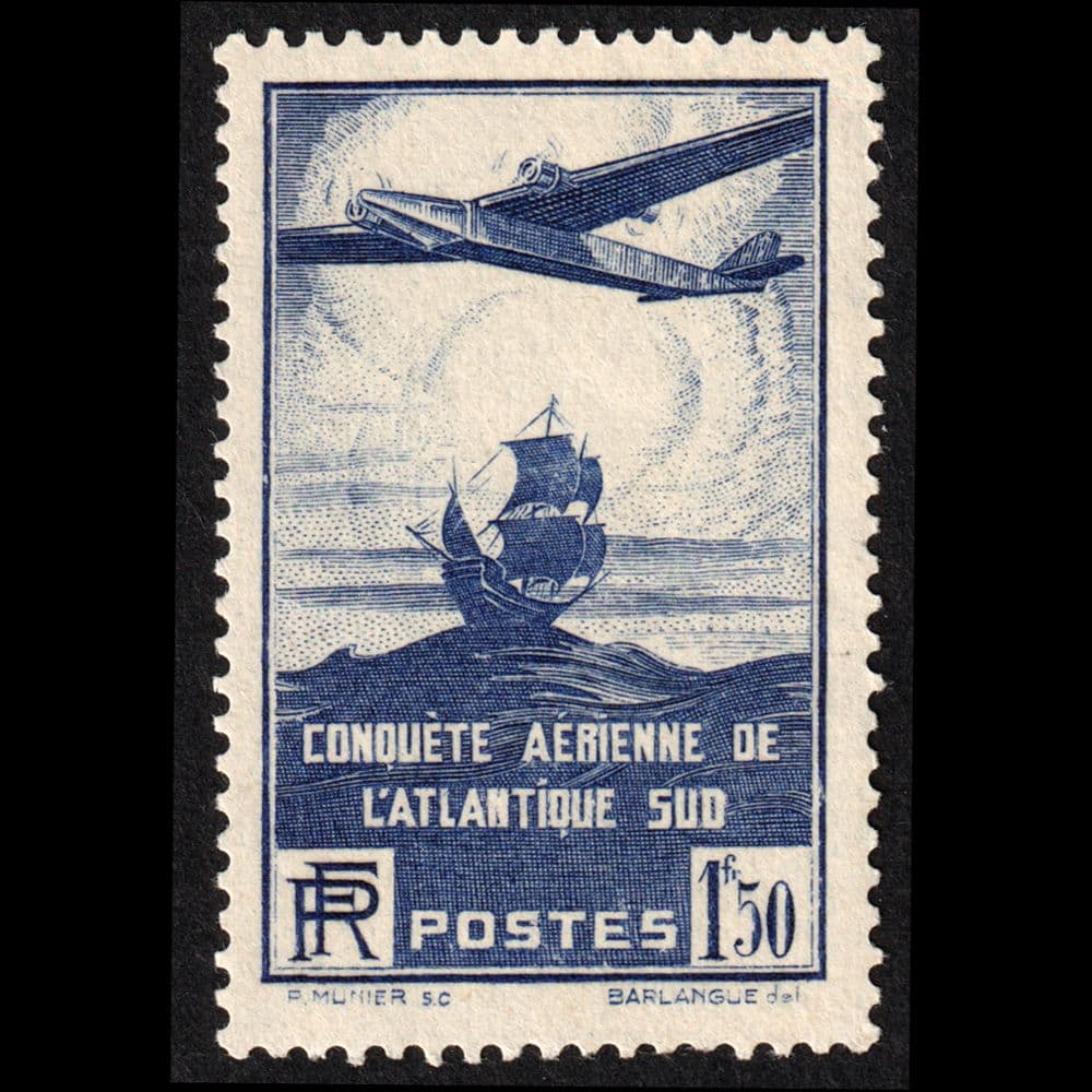 大西洋横断飛行の切手（フランス 1936年）