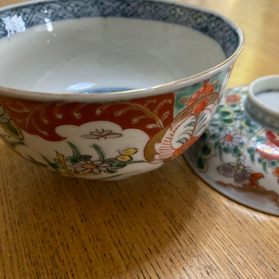 蓋つき椀 花柄 鳥モチーフ