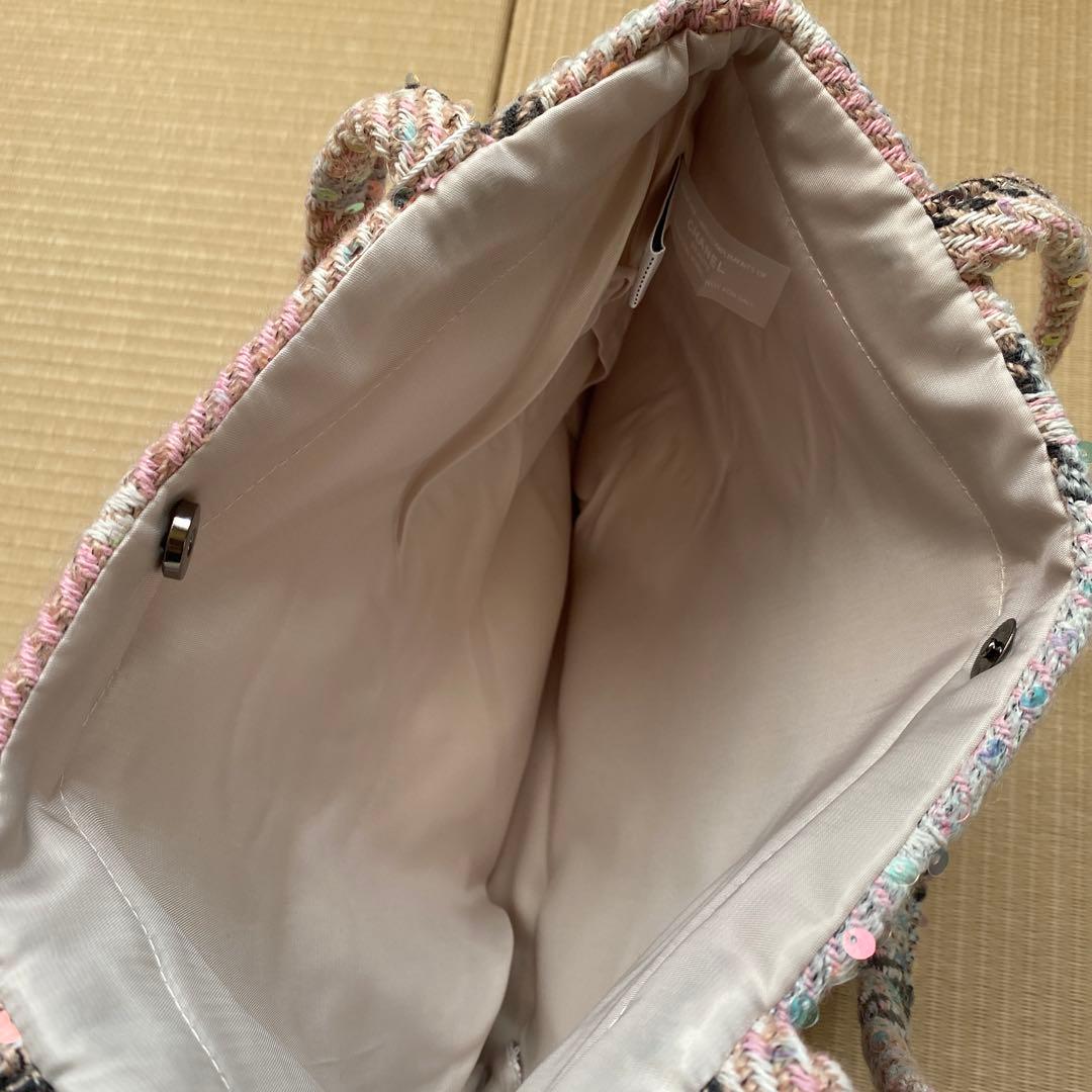 【未使用】シャネルノベルティ ツイード トートバッグ スパンコール　ピンク