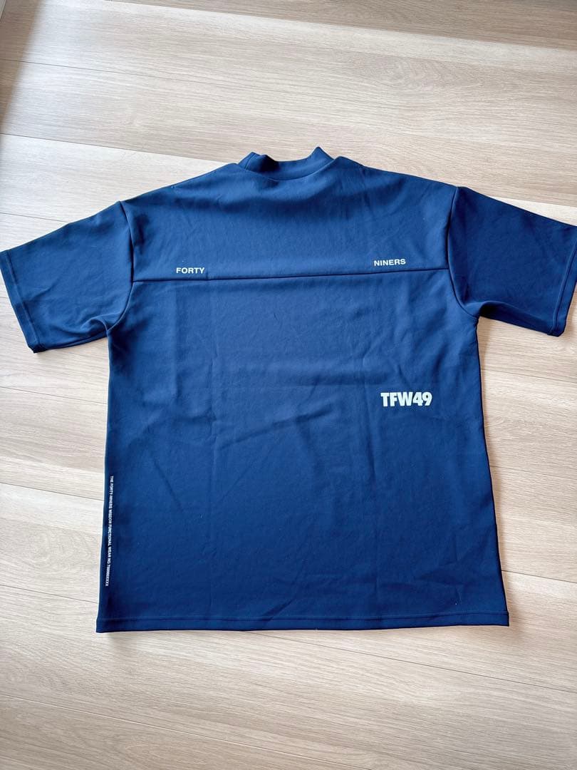 【極美品】TFW49 モックネック 半袖シャツ XL ネイビー ブルー 完売品