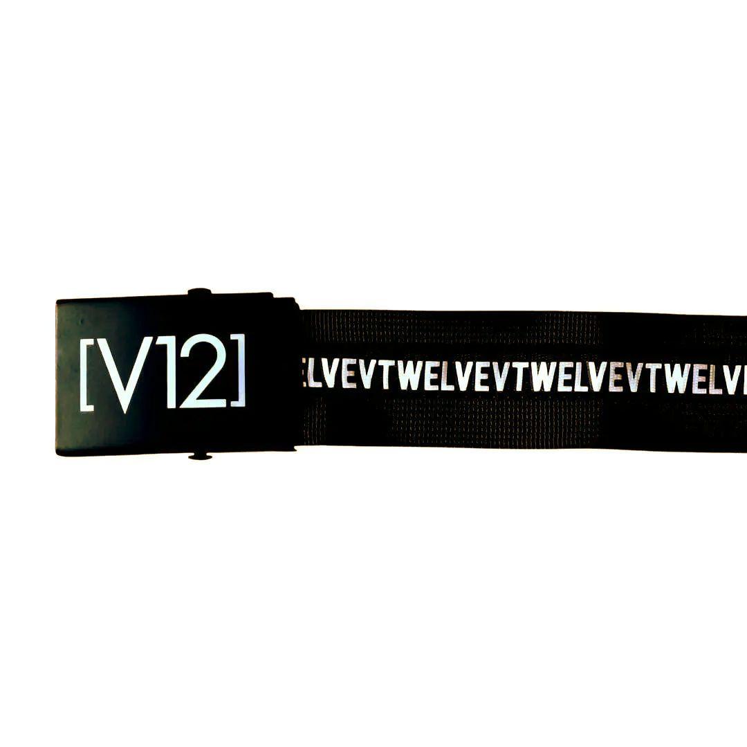 ♦【V12】✨美品　ゴルフベルト　ロゴ入り　モノトーン　レディース　F