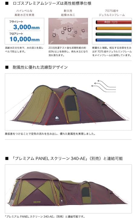LOGOS ロゴス プレミアム　パネルリビングプラス　ツールームテント
