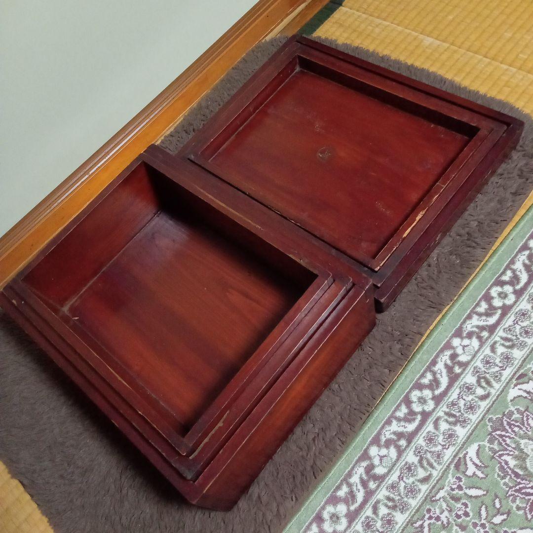 アンティーク　古道具　蓋付き入れ子箱3組　E−143
