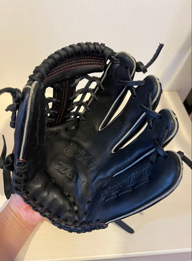ZETT 軟式野球グローブ 右投げ 黒　少年野球　おまけ保革剤付き