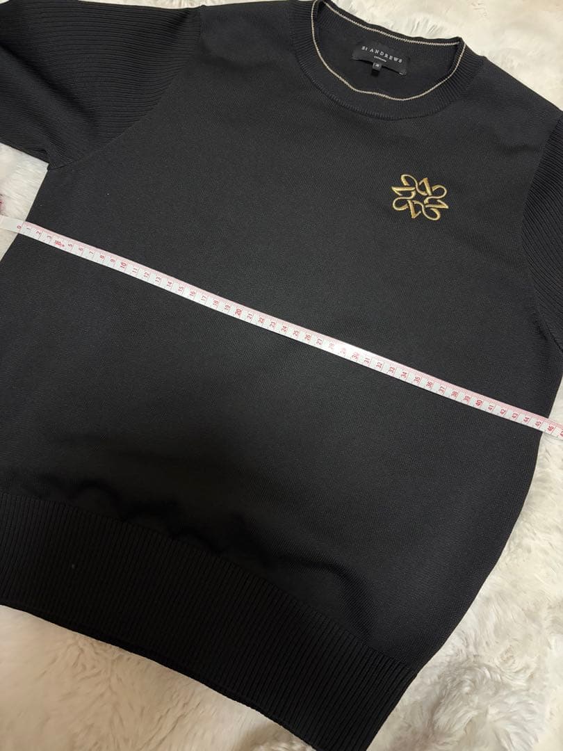 St Andrews 黒 セーター S 花刺繍