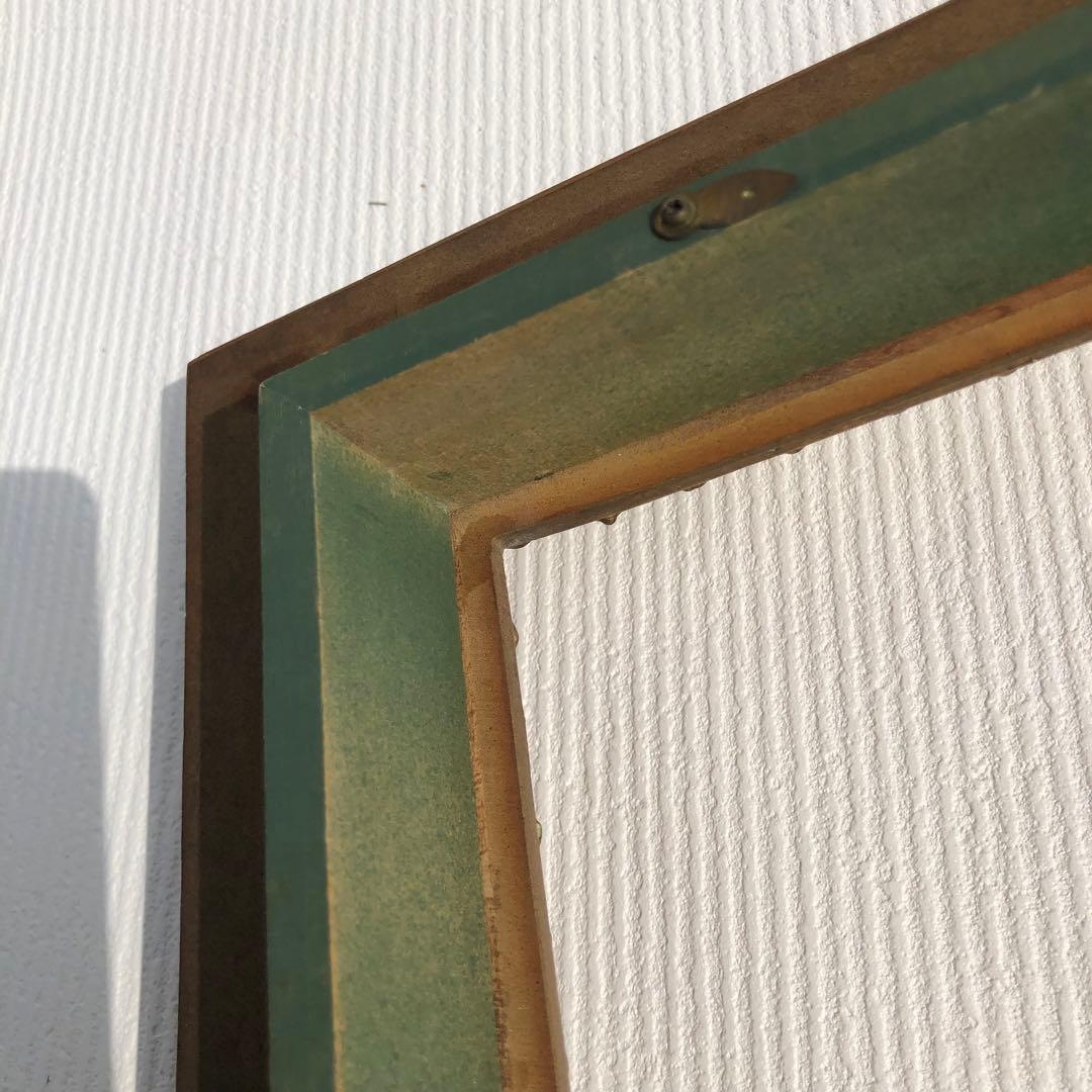 風景油彩画 アンティーク な油絵金色フレーム付きビンテージ　日額ニチガク　額縁