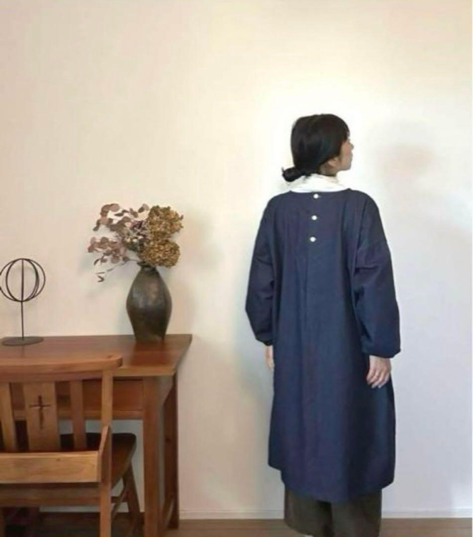 国産デニム生地　チュニック割烹着　服作り40年の田舎町仕立屋
