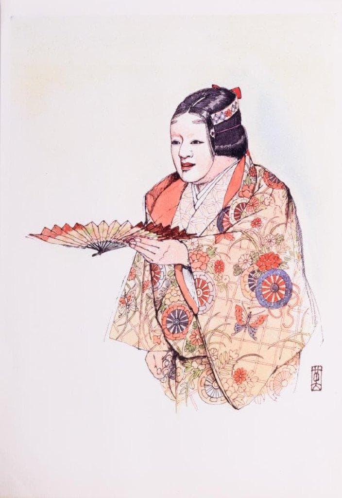 激レア作品 能 秀樹 作　能楽　アートポスター額　約41×29.3cm 6