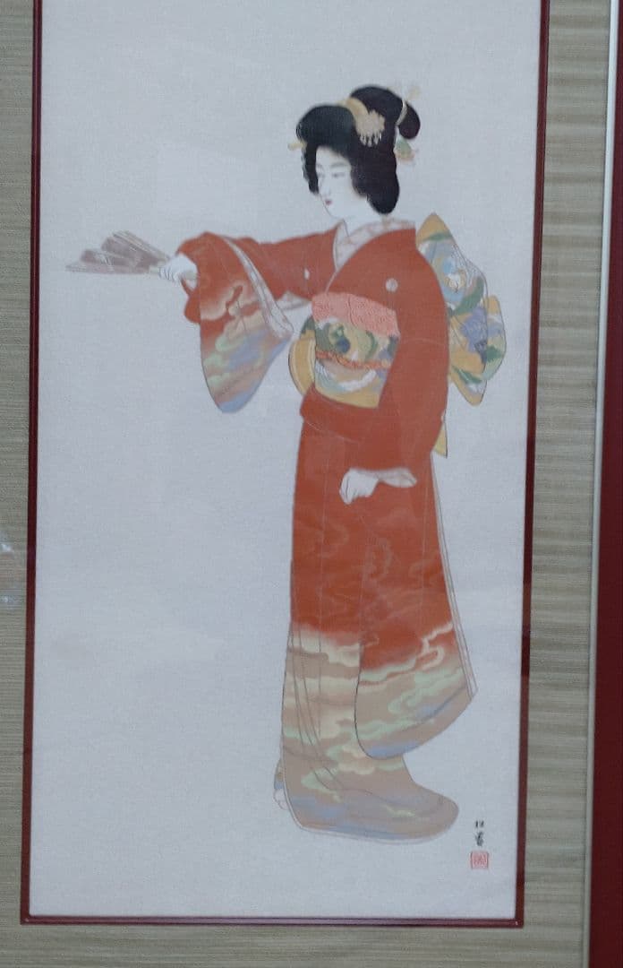 妖艶　上村松園　[序の舞]　織　インテリア　壁掛　和の心 額　美術品