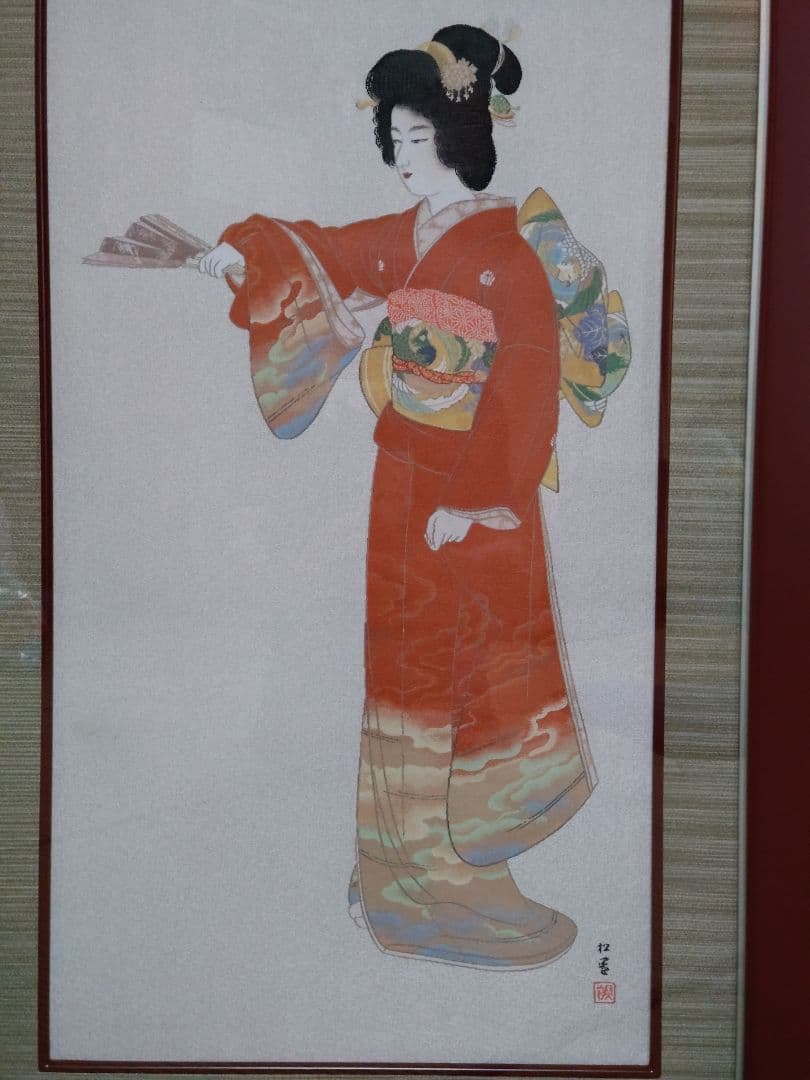 妖艶　上村松園　[序の舞]　織　インテリア　壁掛　和の心 額　美術品