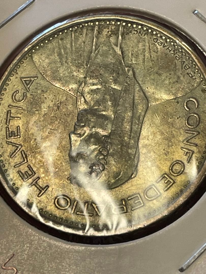 美品　スイス　1968年　5フラン　アルプスの牧人　5フラン　銀貨