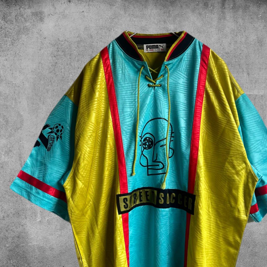 90s ヴィンテージ PUMA プーマ ゲームシャツ 万国旗 古着 アート