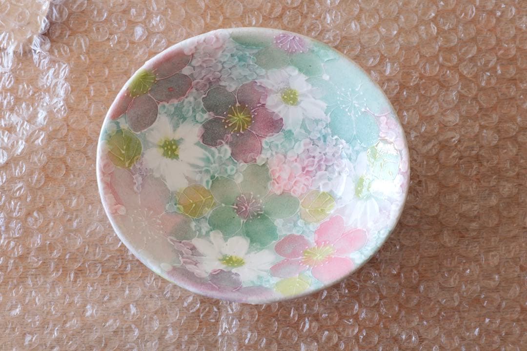 野村晃子　花柄皿　器　ゆずりは工房