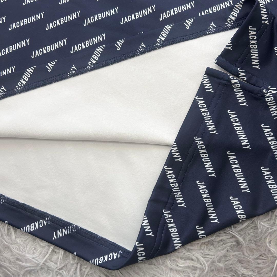 新品　ジャックバニー　モックネック　長袖シャツ　裏起毛　ネイビー　総柄　サイズ6