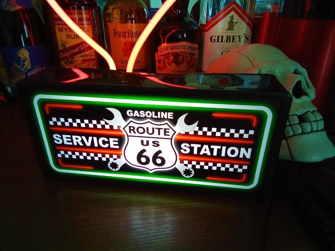 ルート66 ガレージ サービスステーション 照明 看板 置物 雑貨 ライトBOX