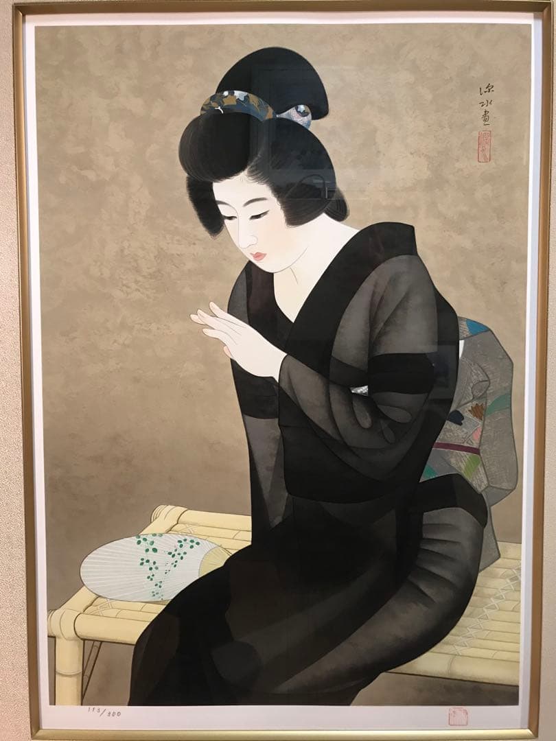 伊藤深水　「指」　シルクスクリーン　落款・エディション・作品証明シール有り