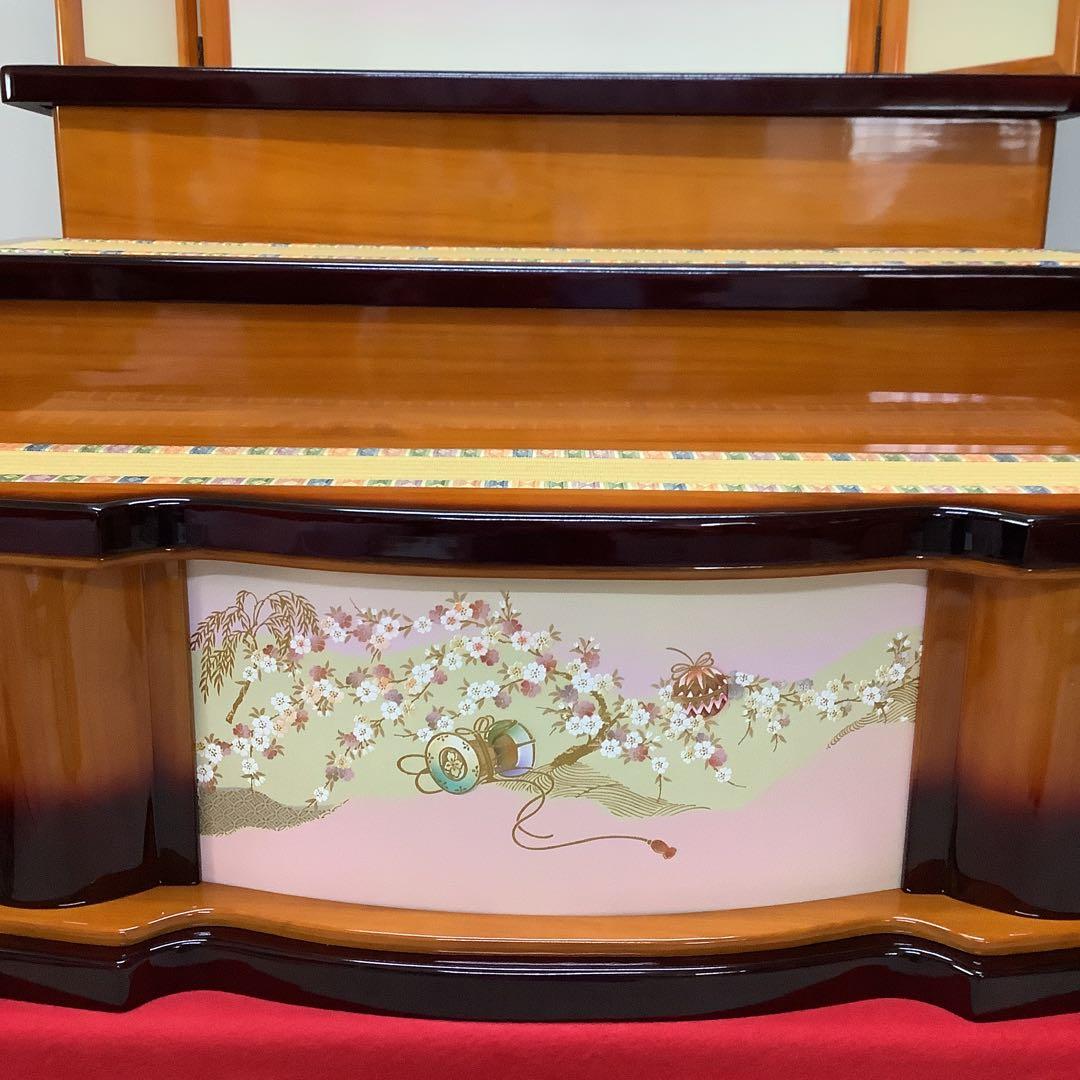 三段飾り　段板セット　茶ぼかし　御所桜　90巾