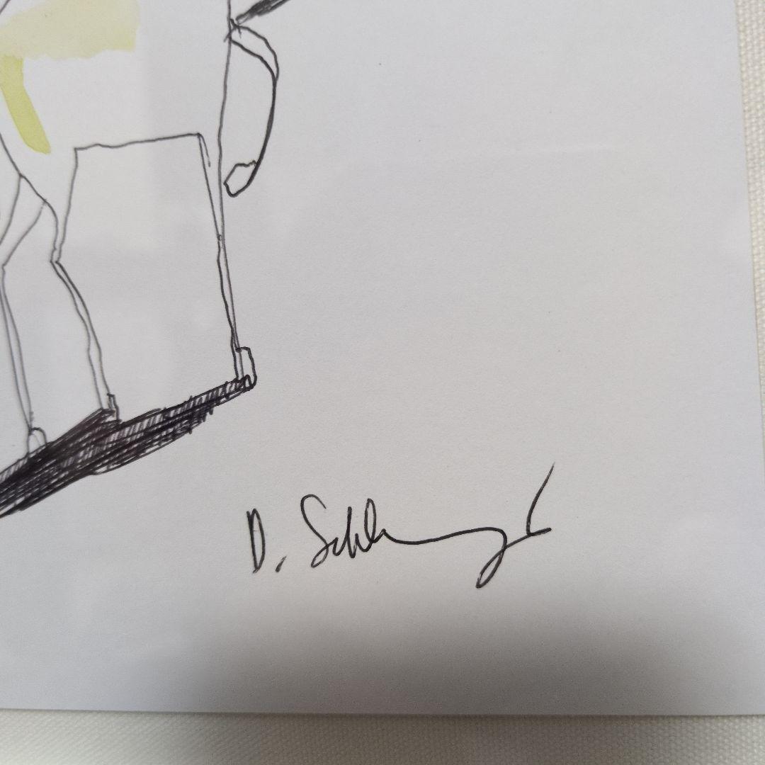 （希少）ダン・シュレシンジャー 線画 ドローイング 絵画 額装