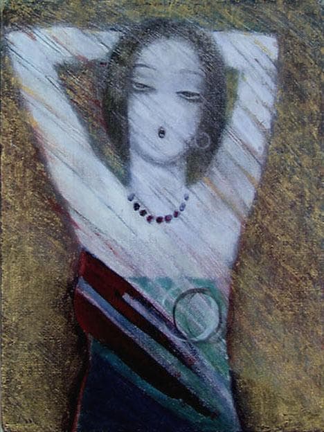 油絵 菅家令子 絵 絵画 インテリア 額付(白) F3-32023 女性像