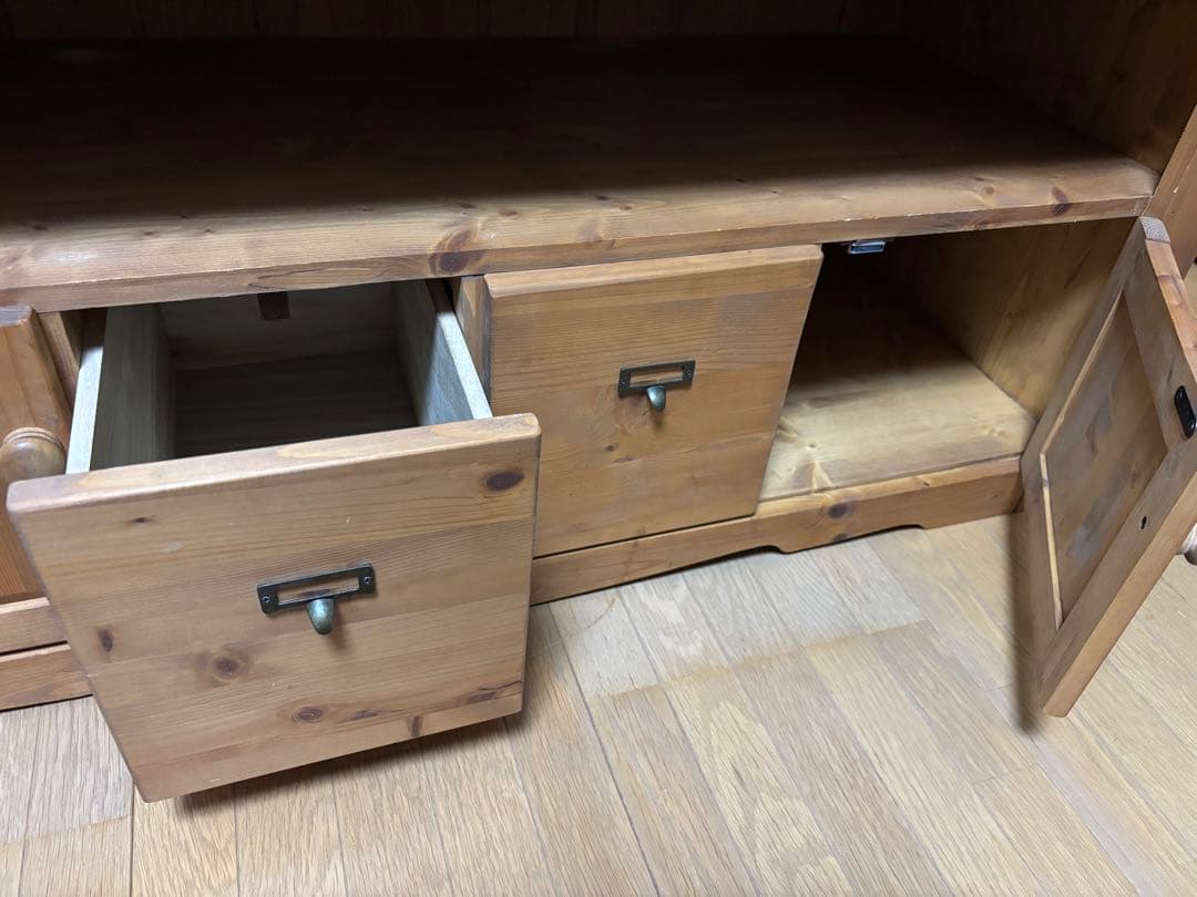 【美品】木製テレビ台 収納付き ナチュラル仕上げ カントリー調120×46×50