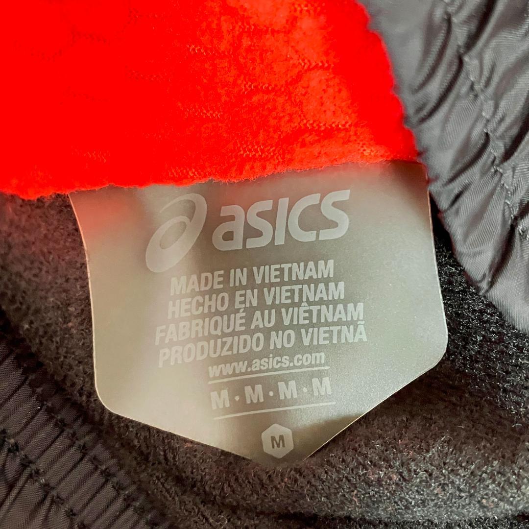 asics　ウィンドブレーカーパンツ　ブラック　ロゴ　プリント　ポリエステル