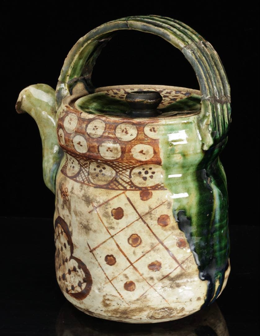 時代古作 古織部 水次ぎ形水指 水注 共箱付 茶道具 貴重希少品 古美術 骨董品
