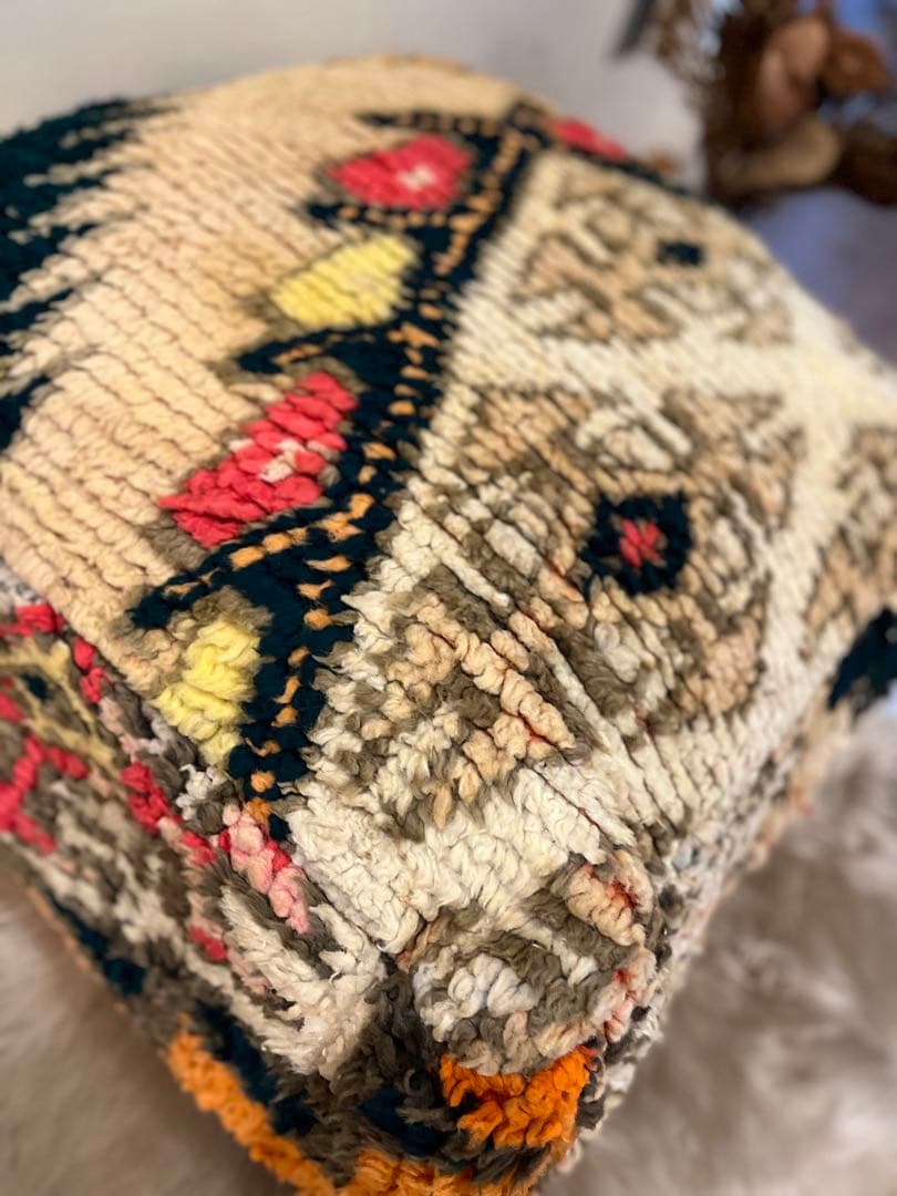 vintage floor cushion　グリーンベージュ