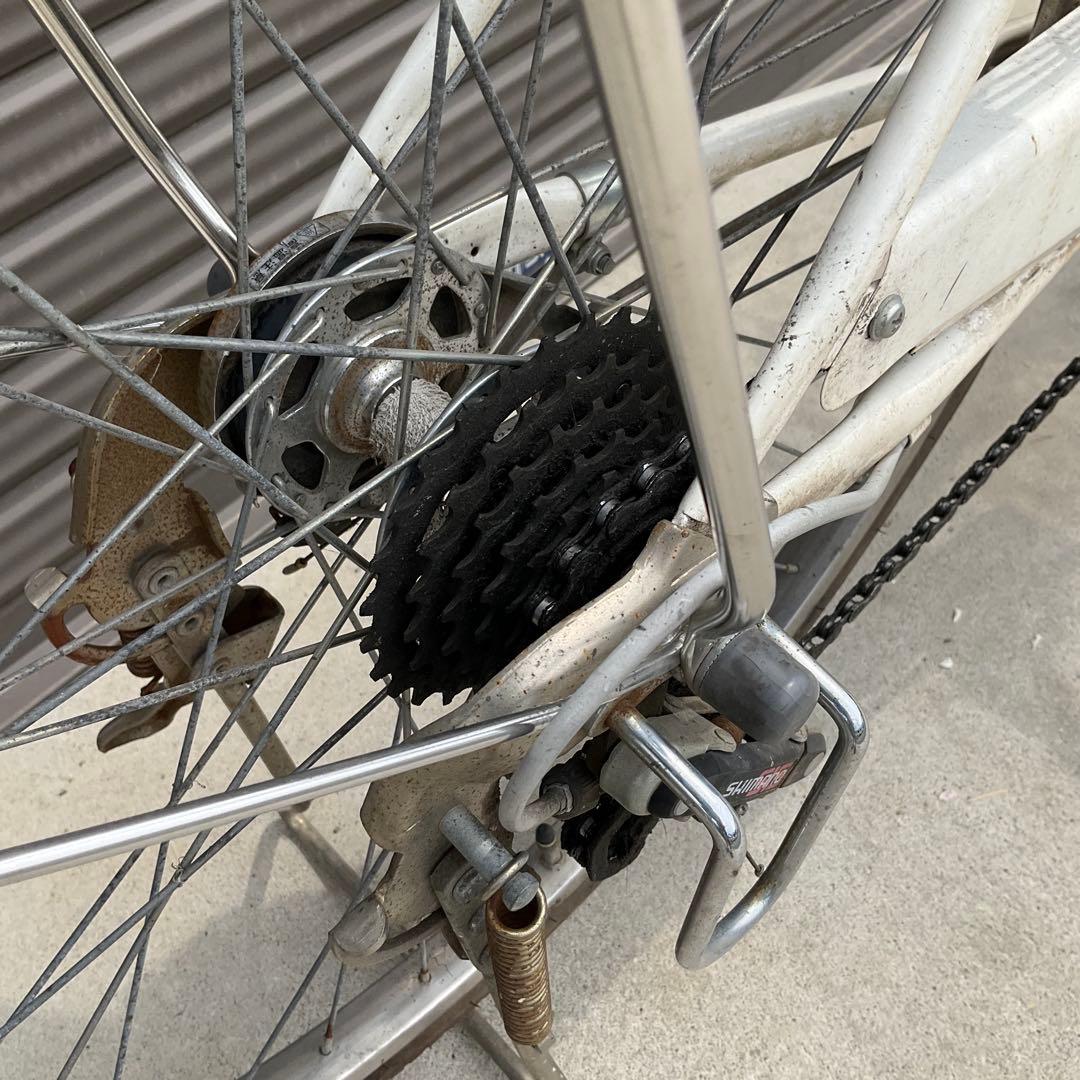 【前橋市内引渡】ママチャリ 26インチ自転車 6段変速/カゴ/鍵/オートライト付