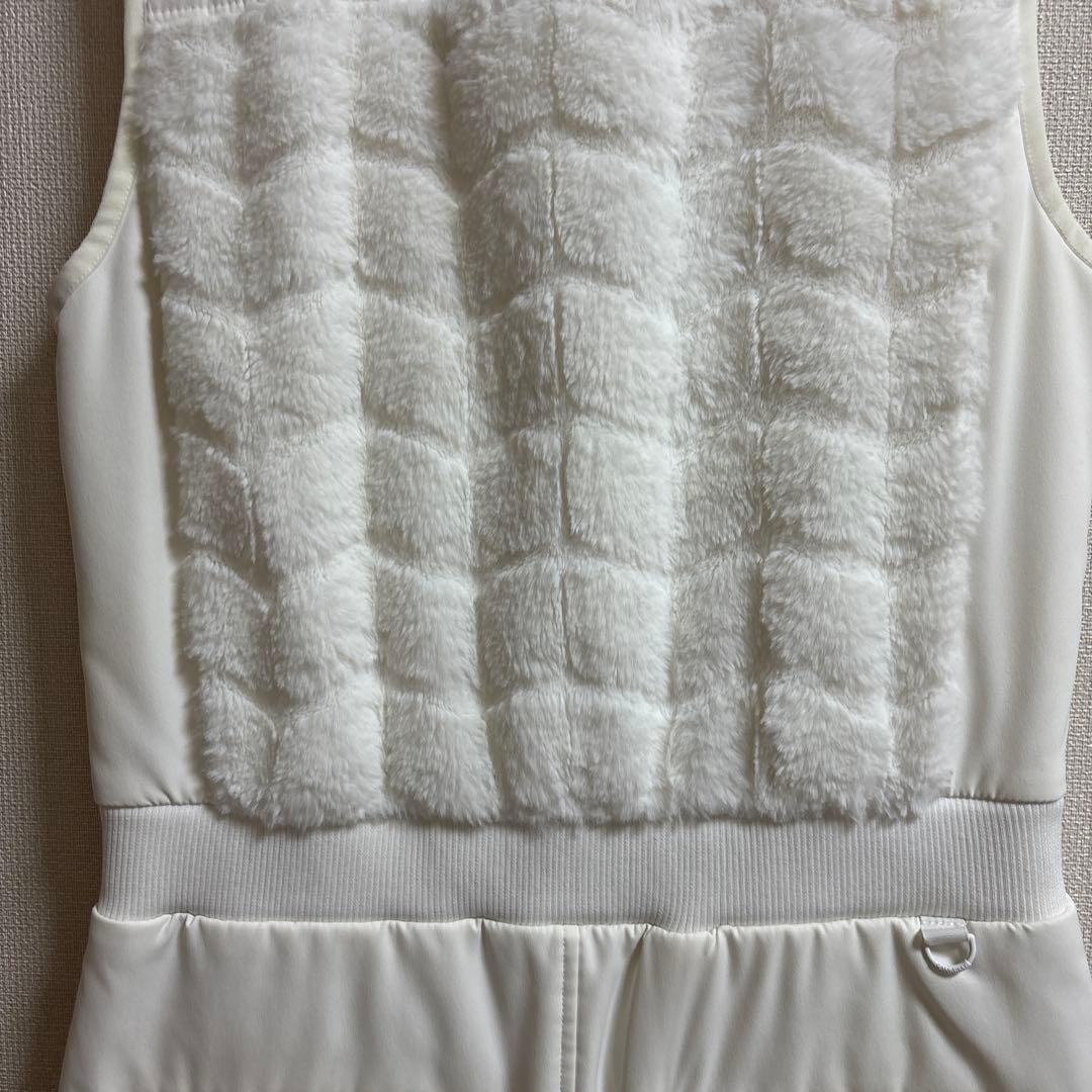 美品　キャロウェイ　レディース　ベスト　ロング　白　ファー　ジップ　L