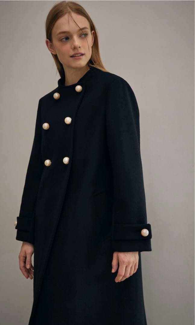美品 Stina スティナ クローゼット ウール パールボタンコート36 完売品