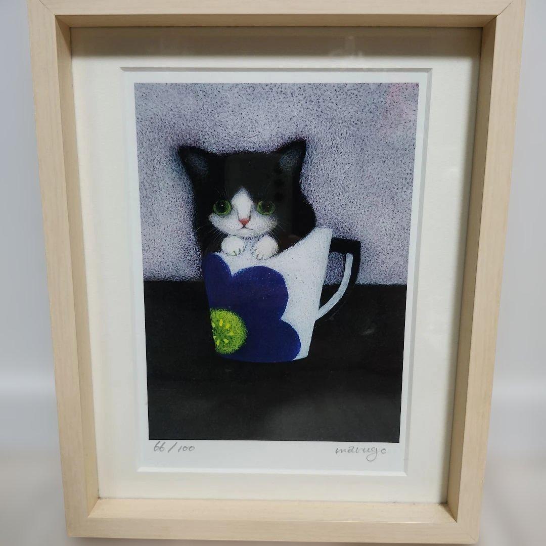 marugo 猫のアート 66/100　版画　マグ猫