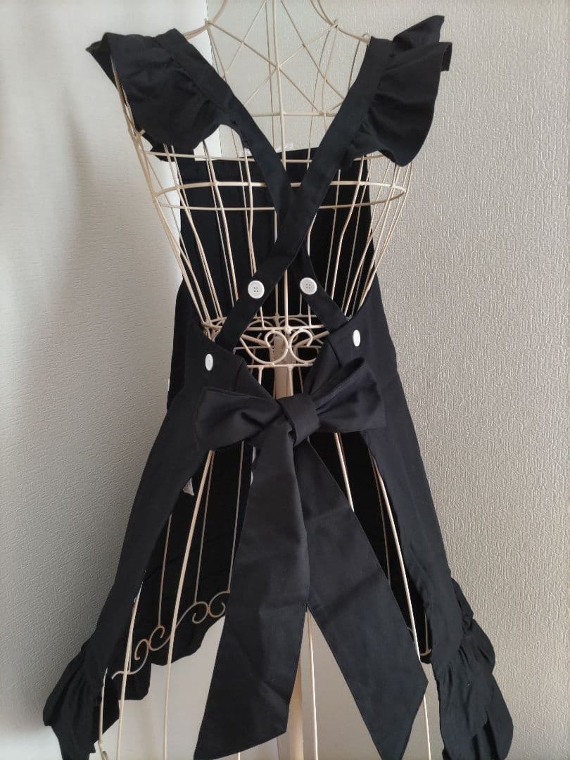 Princess style 黒エプロン フリル付き