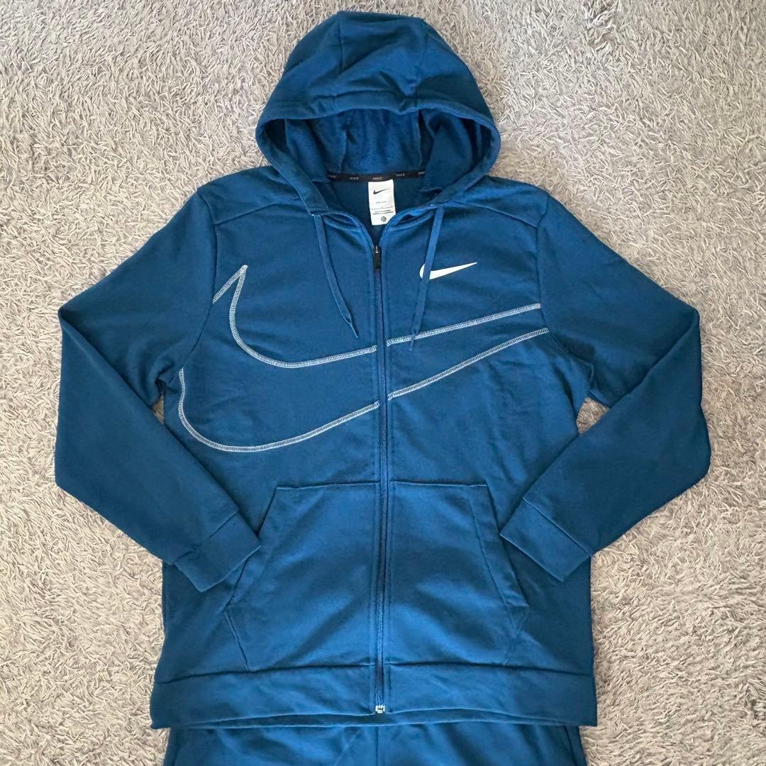 【Lサイズ】NIKE ビッグスウッシュ セットアップ スウェット上下 青 ブルー