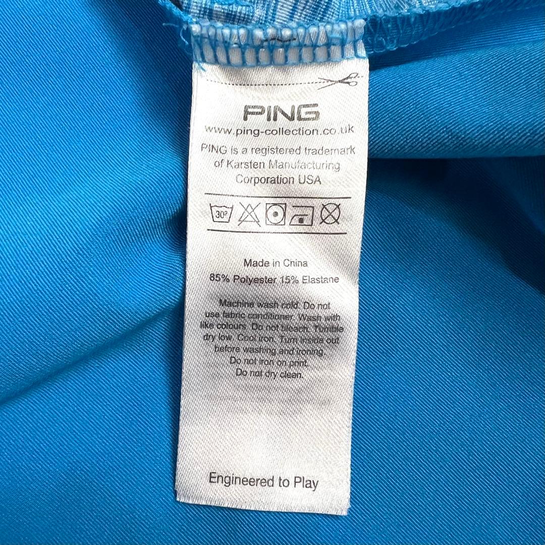 【PING】 メンズ ハーフジップ ロングスリーブシャツ スカイブルー L