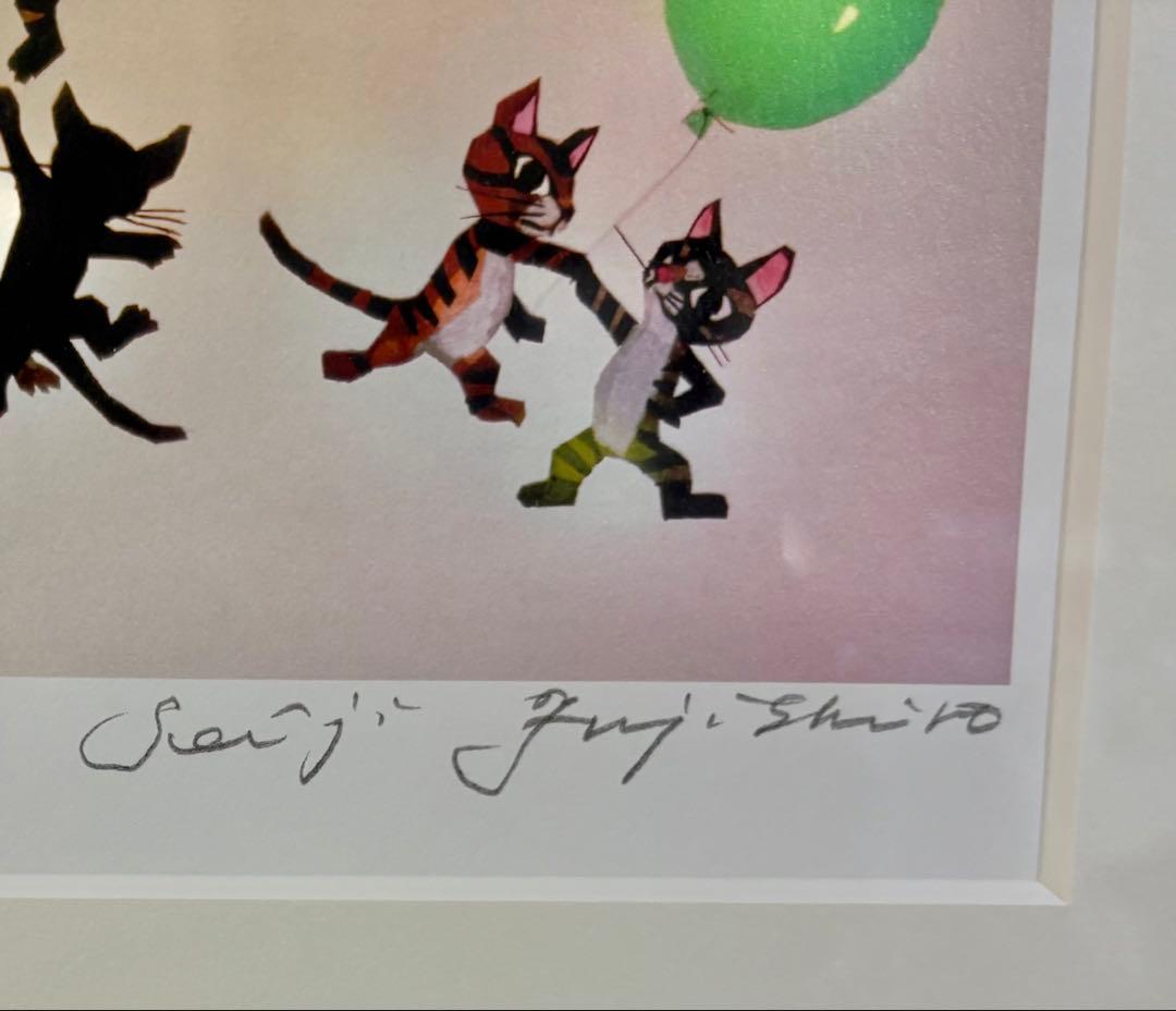 藤城清治　　猫と少女の音楽会　　　　　　　　　　ジクレー版画