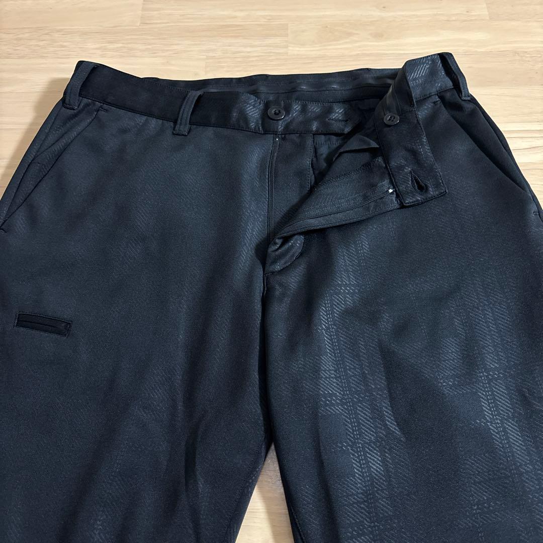 値下げ❗️BEAMS GOLF メンズL黒チェックエンボス クロップドパンツ