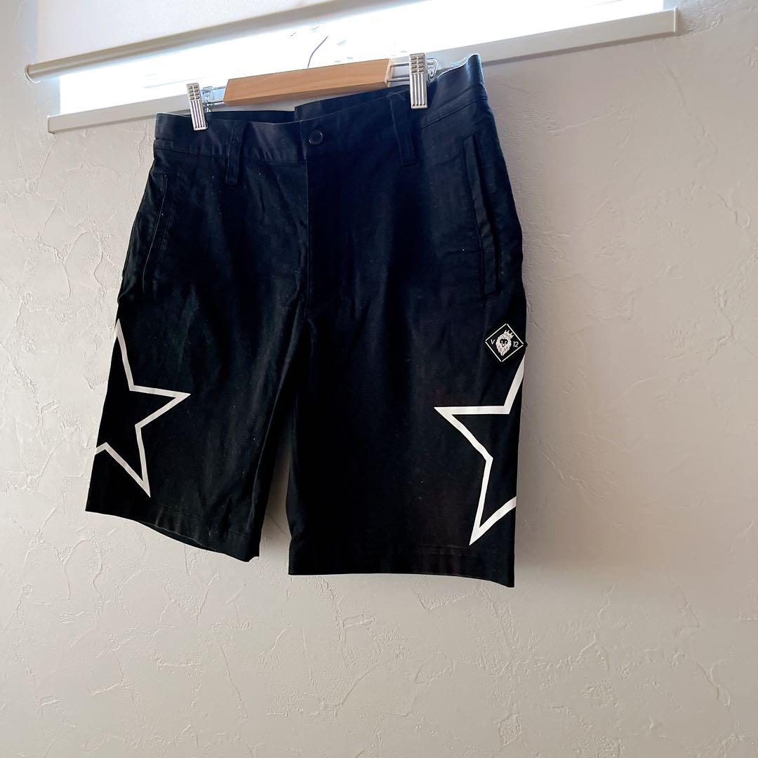 ヴィトゥエルヴ ゴルフパンツ ハーフパンツ 黒 星柄 カジュアル シンプル L