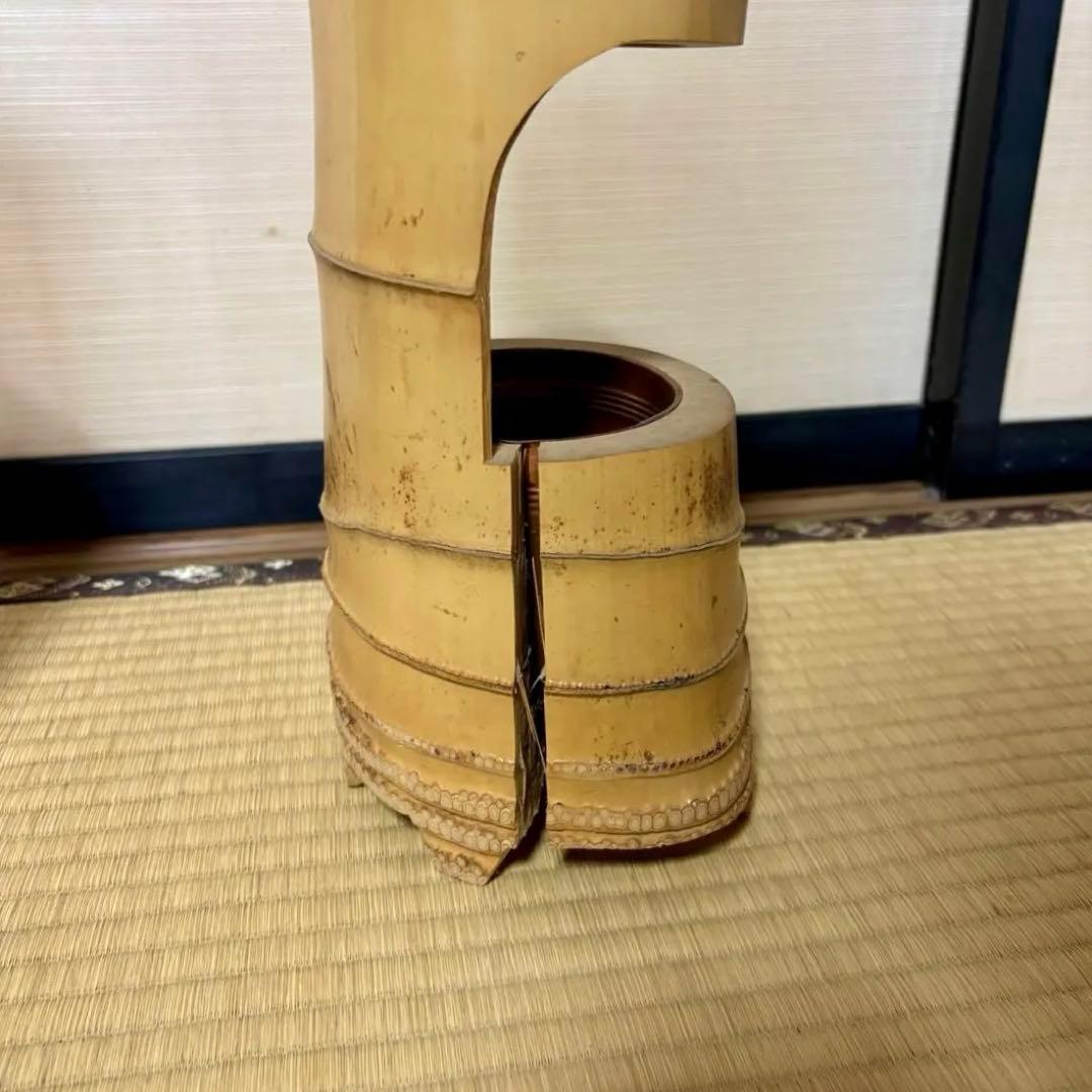 池坊 竹製 花器 鶴 亀　つるとかめ 2点セット