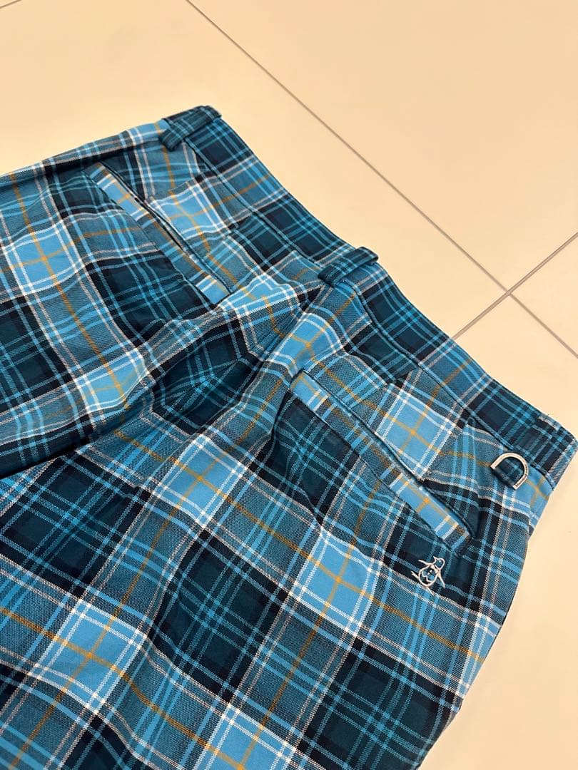 マンシングウェア　Munsingwear　青系　 タータンチェック パンツ