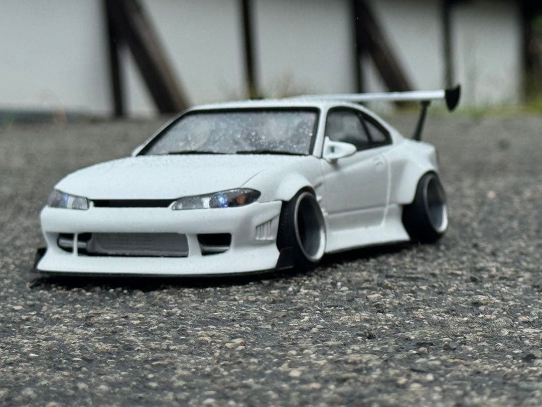 S15シルビア プラモデル完成品 オリジン(雷神)エアロ BCLウィング 深リム