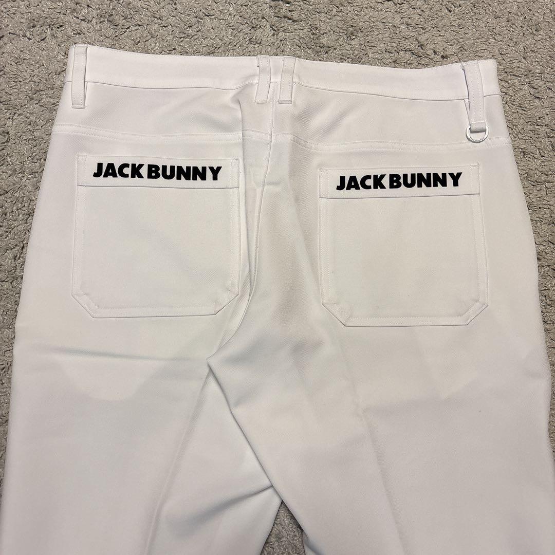 【美品】ジャックバニー バックロゴボトムス ゴルフウェア 白 6 ストレッチ