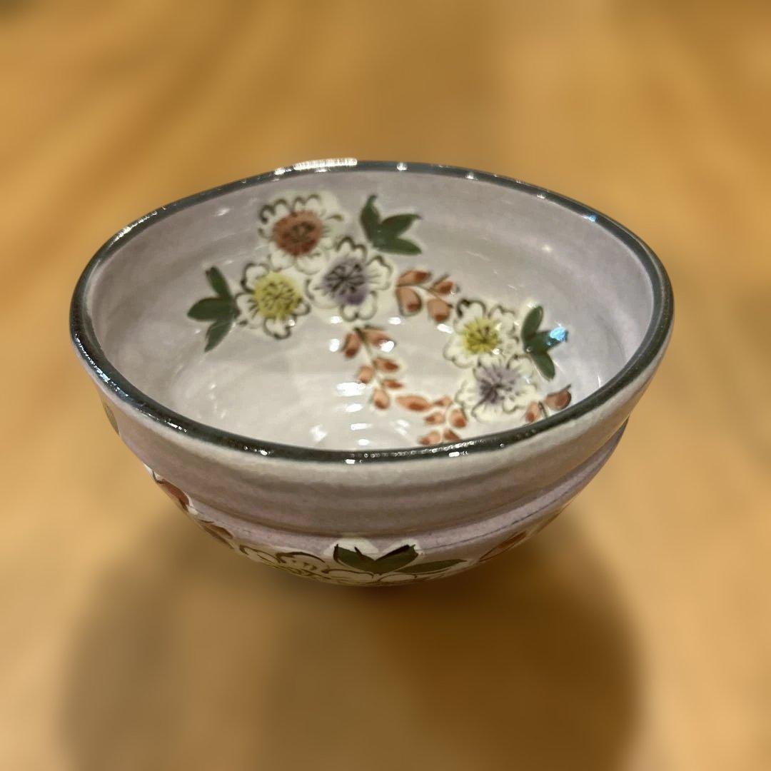 京焼　作家物　花絵付　飯碗　湯呑み