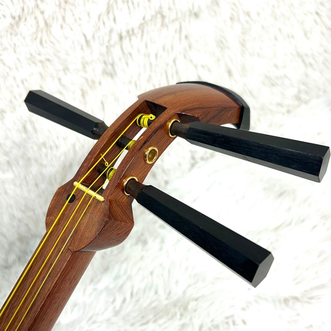 花梨 中棹 地唄三味線 全長102cm ハードケース・バチ・収納袋