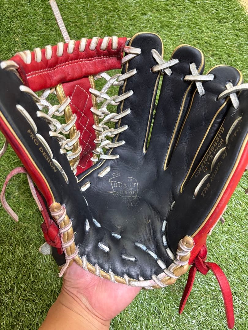 Rawlingsローリングス軟式野球グローブ外野手用　黒/赤