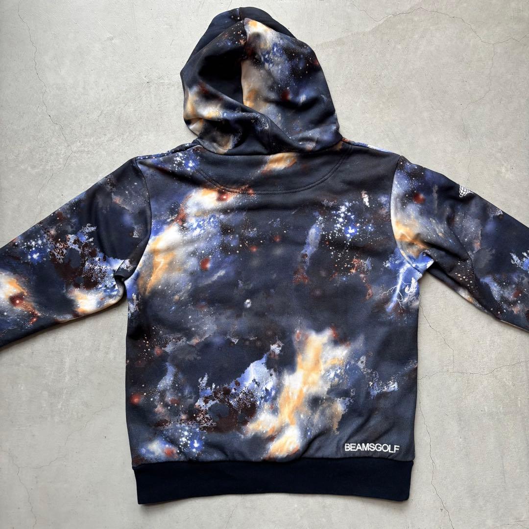 BEAMS GOLF ビームスゴルフ 宇宙プリントフード付きパーカー 総柄 M