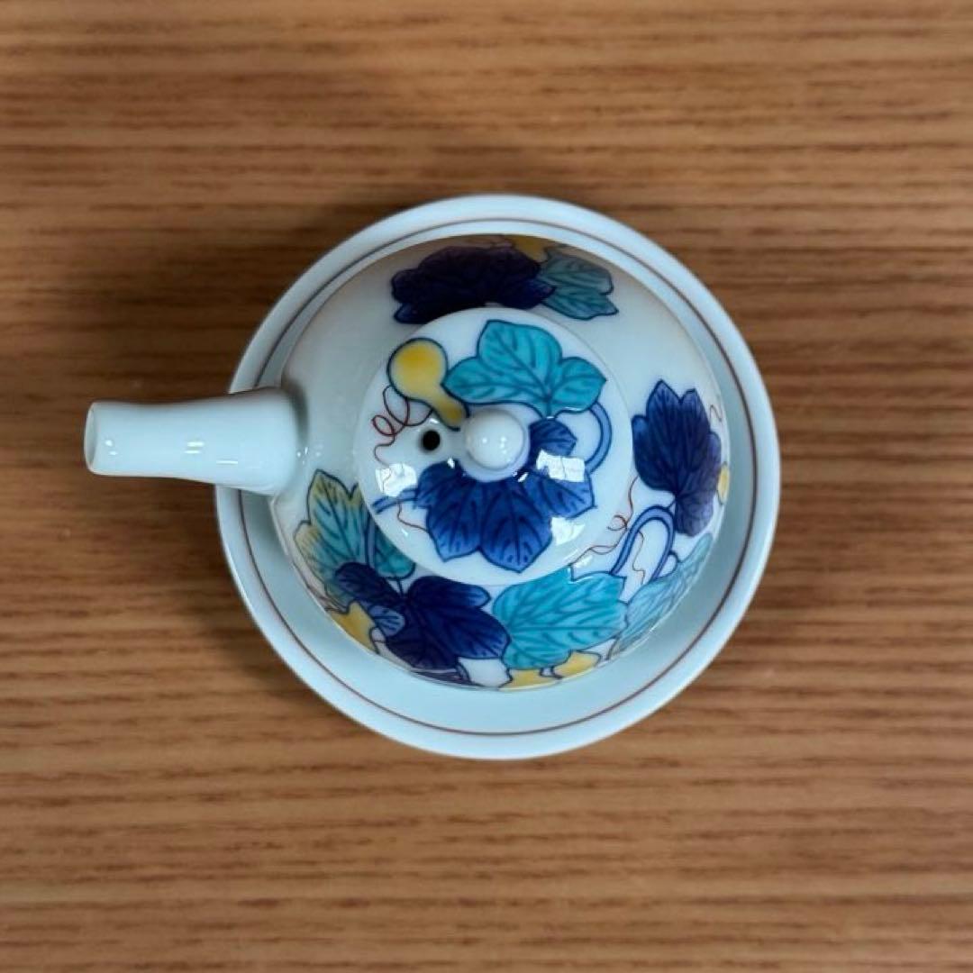 伊万里焼 畑萬陶苑：鍋島 瓢箪文 卵型醤油差し 台皿付☆