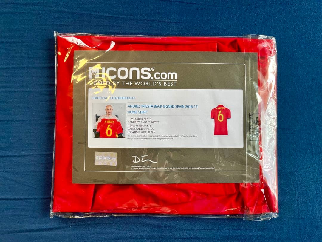 イニエスタ 直筆サイン入り ユニフォーム スペイン代表 icons 証明書付き