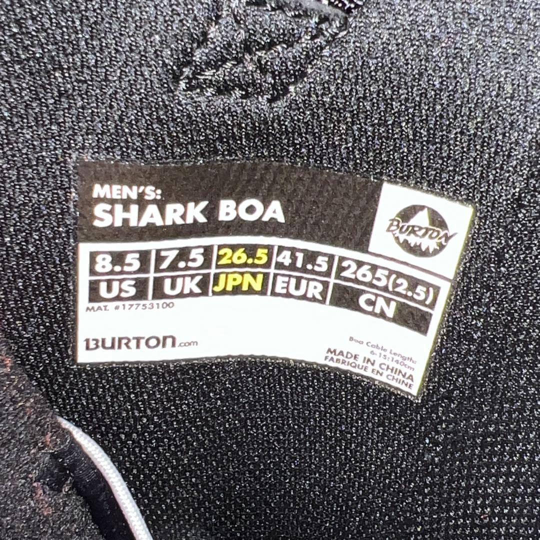 １回使用 美品26.5cm BURTON SHARK BOA スノーボードブーツ