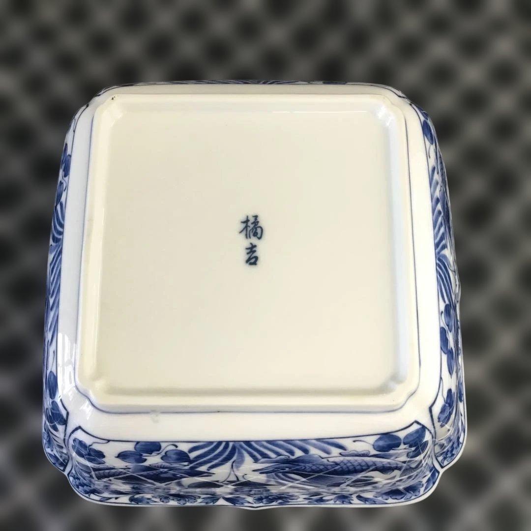 たち吉　青華遊魚　角鉢　角小鉢　6個セット　橘吉　タチキチ