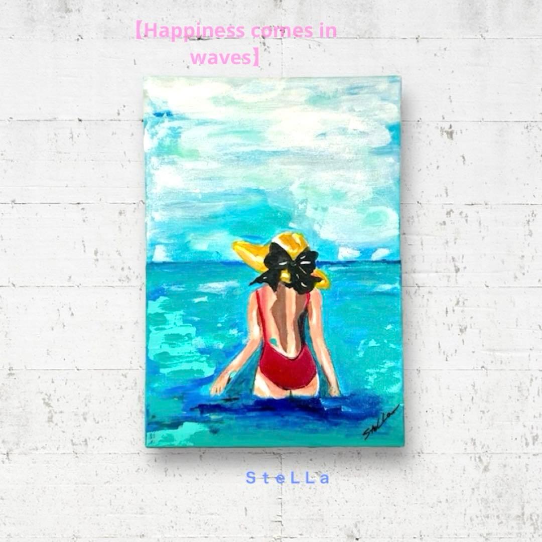 現代アート インテリア　抽象画　アート　北欧アート　人物画　海　空　波　ブルー